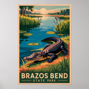 Brazos Bend State Park Texas Resa Konst Vintage Poster