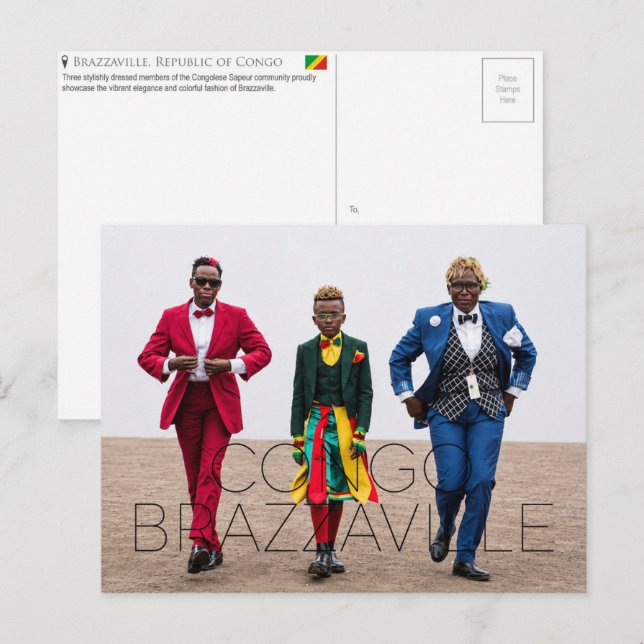 Brazzaville, Republiken Kongo Resebrevkort Vykort (Fram/baksida)