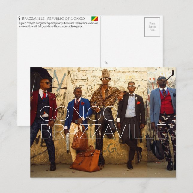 Brazzaville, Republiken Kongo Resebrevkort Vykort (Fram/baksida)