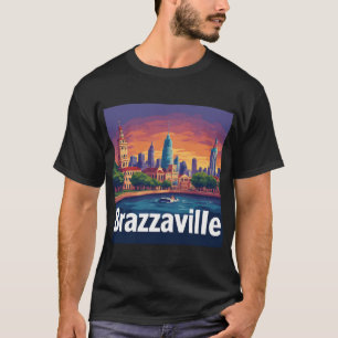 Brazzaville stadsbild med historisk katedral t shirt