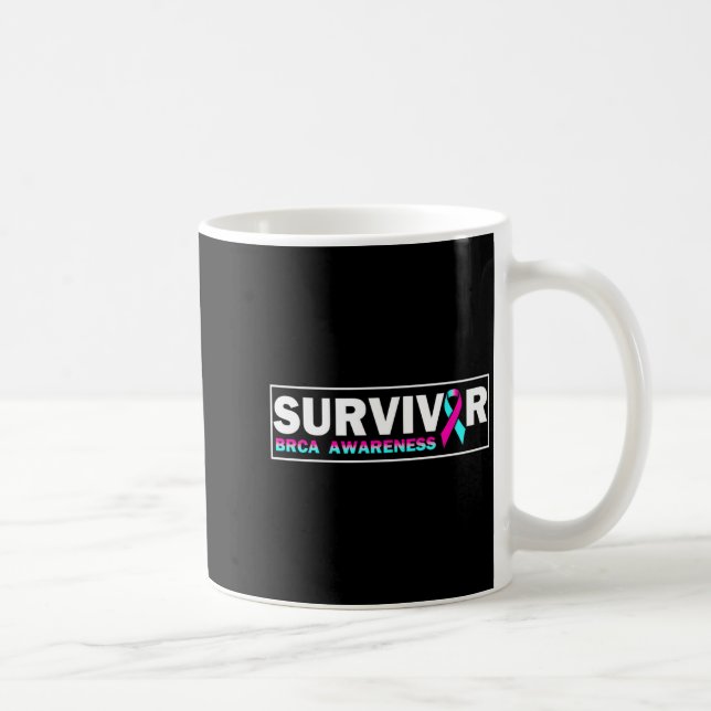 BRCA Medvetenhet Bröstcanceröverlevande Rosa Band Kaffemugg (Höger)