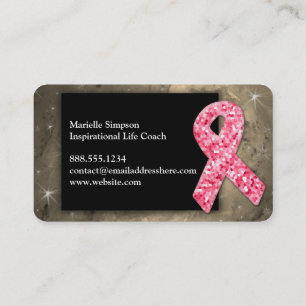 BRCA Rosa Glitter Bröstcancer överlevande Coach Bu Visitkort