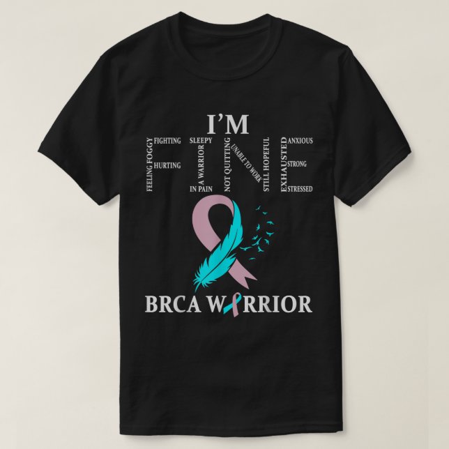 BRCA Warrior Im Bra bröstcancermedvetande T Shirt (Design framsida)