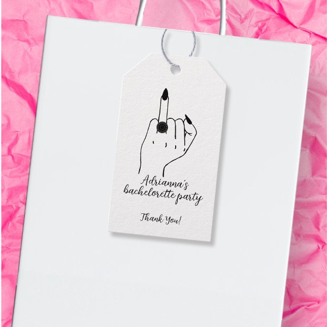 Brde Ring Finger Presentetikett (Funny Modern Bachelorette Party Bride Ring Finger Gift Tags)