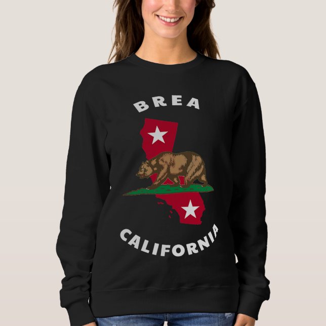 Brea California CA Flag and Bear Badge Souvenir T Shirt (Framsida)