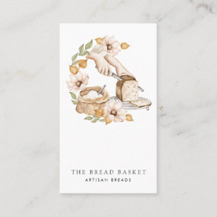 Bread Baker Bakery Watercolor Bread Blommigt Visitkort