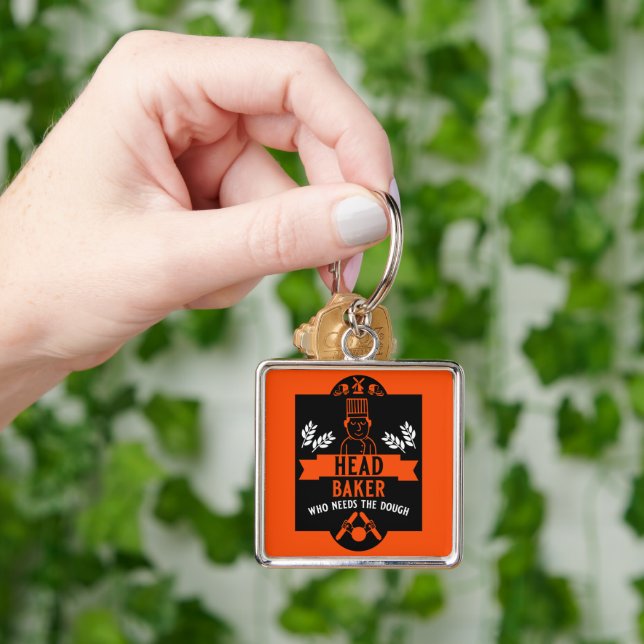 Bread Baker Fyrkantig Silverfärgad Nyckelring (Hand)