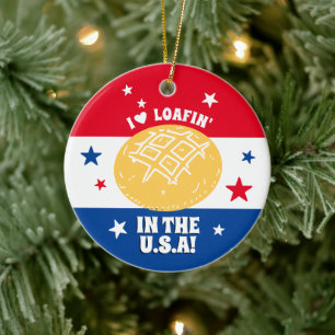 Bread bakery loafing usa patriotic jul julgransprydnad keramik