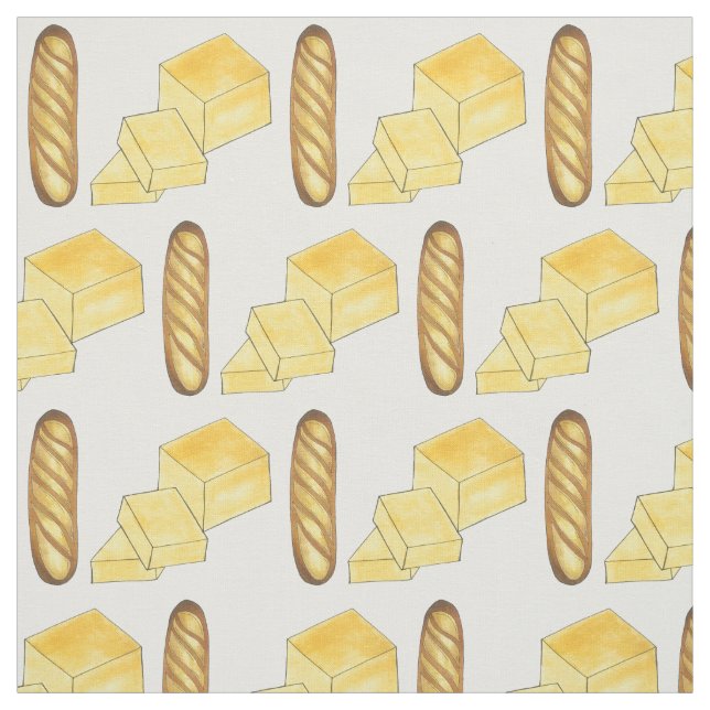 Bread Butter Baguette Fransk Bakery Loaf Foodie Tyg (Provkarta)