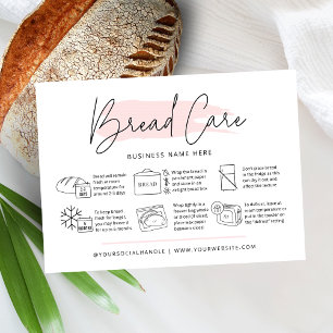 Bread Care Instructions Rosa Watercolor Bakery Visitkort