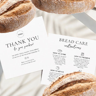 Bread Care-instruktioner Lägg till Tacken Logotyp Fyrkantigt Visitkort