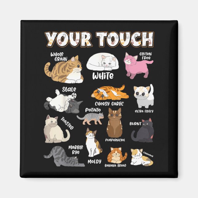 Bread Cats Variety Punny Cartoon Kitty Design  Magnet (Framsidan)