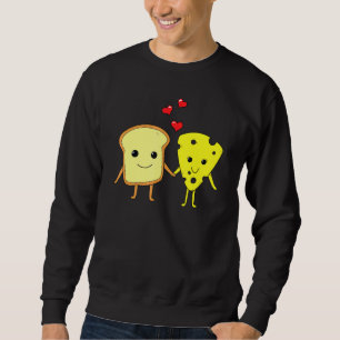 Bread Cheese Cheddar Couple Foodie Food Sandwich M Lång Ärmad Tröja