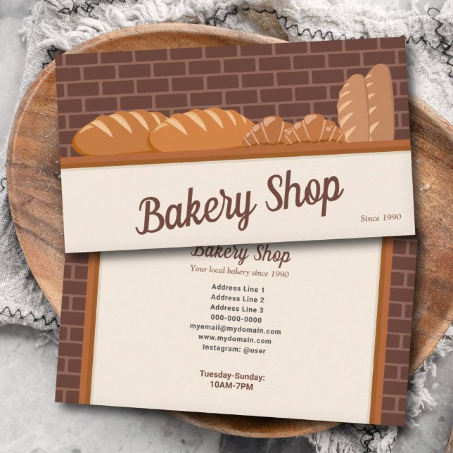Bread & Croissant - Bakery Shop Visitkort (Bread & Croissant - Bakery Shop Business Card)