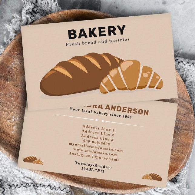 Bread & Croissant - Bakery Visitkort (Bread & Croissant - Bakery Business Card)