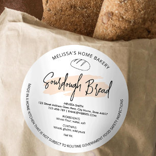 Bread Loaf Modern Beige Cottage Law Bakery Label Runt Klistermärke