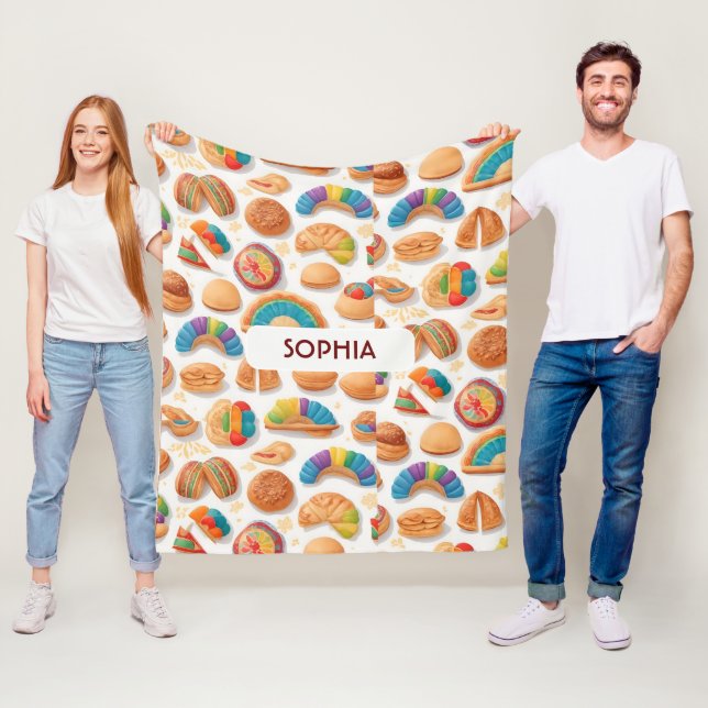 Bread loaf Retro Colorful Personlig Mönster Fleecefilt (På plats)