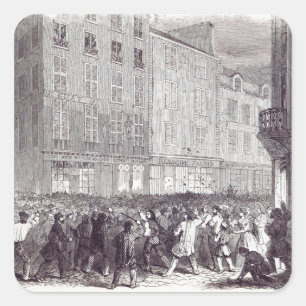 Bread Riot, i Rue du Faubourg St. Antoine Fyrkantigt Klistermärke