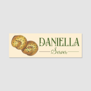 Bread Roll Italiana Food Restaurant Namnbricka