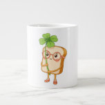 Bread Tony Lucky Clover – Cute Bread -T-Shirt Jumbo Mugg<br><div class="desc">A cute bread character named Bread Tony holding a lucky four-leaf clover. This adorable cartoon food illustration brings a cheerful and lucky vibe,  perfect for anyone who loves cute characters,  food mascots,  and positive energy.</div>