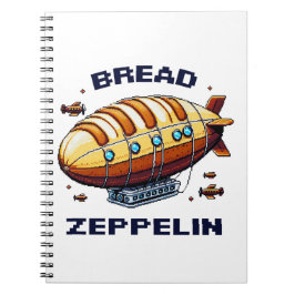 Bread Zeppelin - Pixel Art Airship Retro Design Anteckningsbok