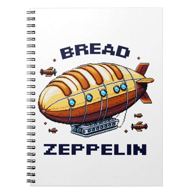 Bread Zeppelin - Pixel Art Airship Retro Design Anteckningsbok (Framsidan)