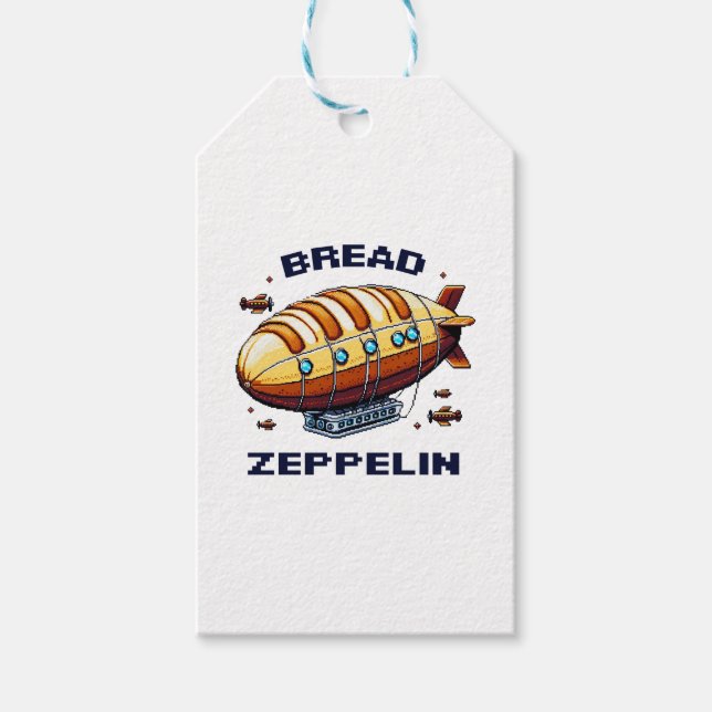 Bread Zeppelin - Pixel Art Airship Retro Design Presentetikett (Framsidan)
