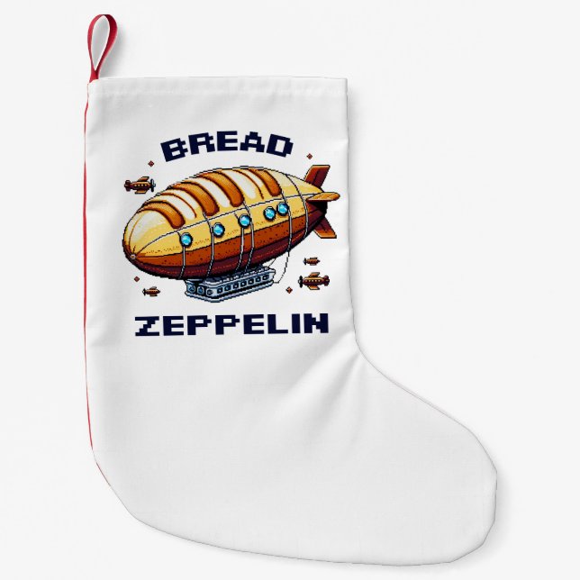 Bread Zeppelin - Whimsical 8-Bit Airship Art Liten Julstrumpa (Framsidan)