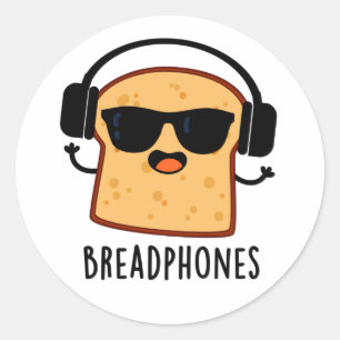 Breadphone Funny Bread Pun Runt Klistermärke