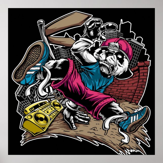 Break Dance | Cute Panda Älskare Poster (Framsidan)