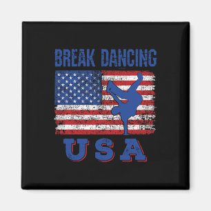 Break Dancing US American Flagga Breaking Bboy Hip Magnet