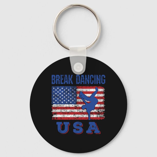 Break Dancing US American Flagga Breaking Bboy Hip Nyckelring (Framsida)