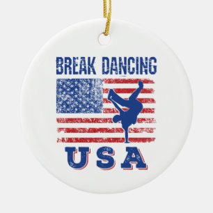 Break Dancing USA Julgransprydnad Keramik