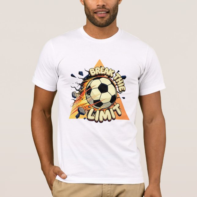 Break The Limit Soccer Ball Fire Goal Sports Motiv T Shirt (Framsida)