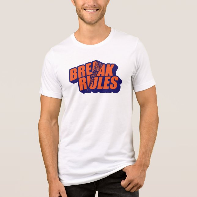 "Break The Rules" Bold Orange Typography T Shirt (Framsida)