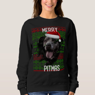 Break Wall Grått Hund Pitbull jul Santa Hat T Shirt