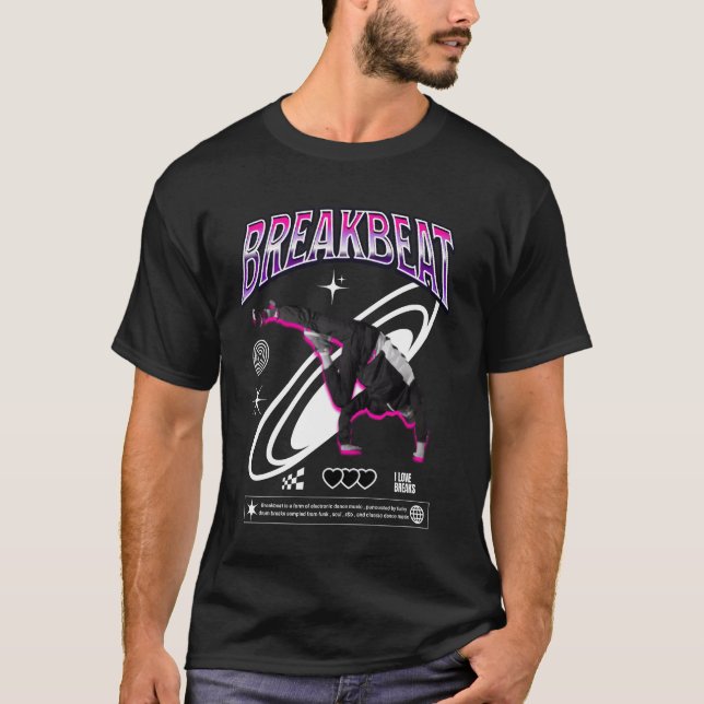 BREAKBEAT Breakdance stil vit T Shirt (Framsida)
