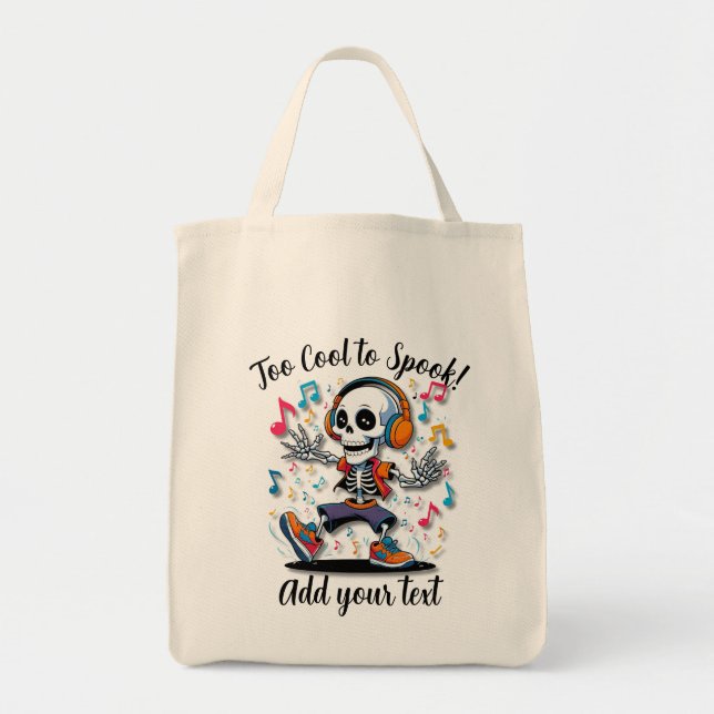 Breakdance Skeleton – Large Halloween Tote Tygkasse (Framsidan)