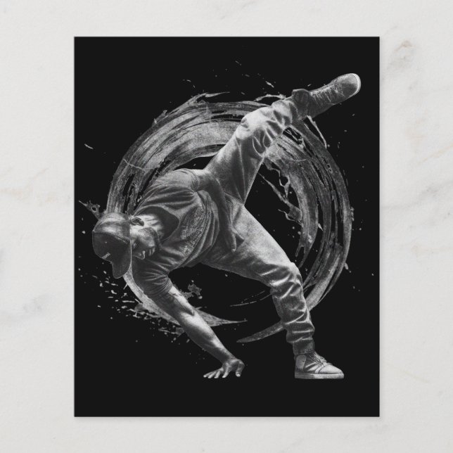 Breakdance Urban Stil Monochrome Rörelse Art (Framsida)