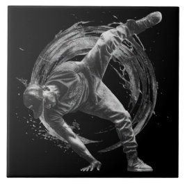 Breakdance Urban Stil Monochrome Rörelse Art Kakelplatta