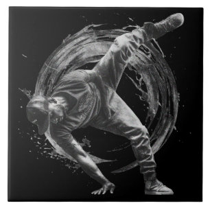 Breakdance Urban Stil Monochrome Rörelse Art Kakelplatta