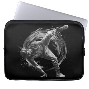 Breakdance Urban Stil Monochrome Rörelse Art Laptop Fodral
