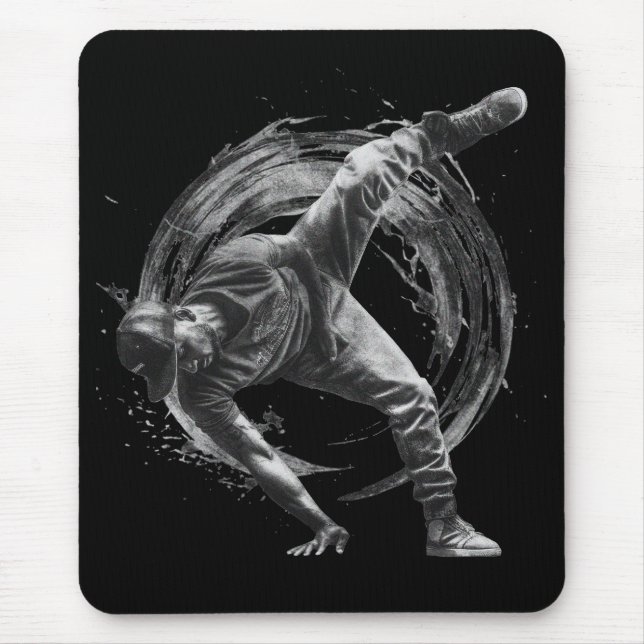 Breakdance Urban Stil Monochrome Rörelse Art Musmatta (Framsidan)