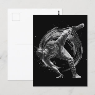 Breakdance Urban Stil Monochrome Rörelse Art Vykort