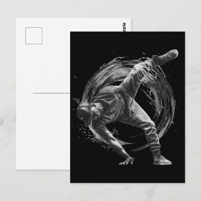 Breakdance Urban Stil Monochrome Rörelse Art Vykort (Fram/baksida)