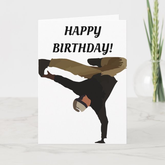 BREAKDANCER BIRTHDAY CARD TACK KORT (Framsida)