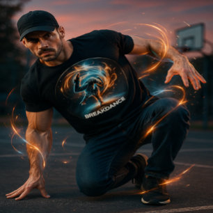 Breakdancer i Neon Swirl Spotlight Dynamic Urban T Shirt