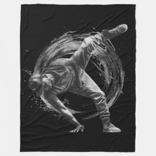 Breakdancer in action, i bläck splatter stil fleecefilt