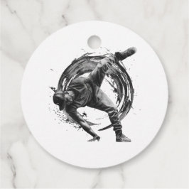 Breakdancer in action, i bläck splatter stil gåvor etiketter