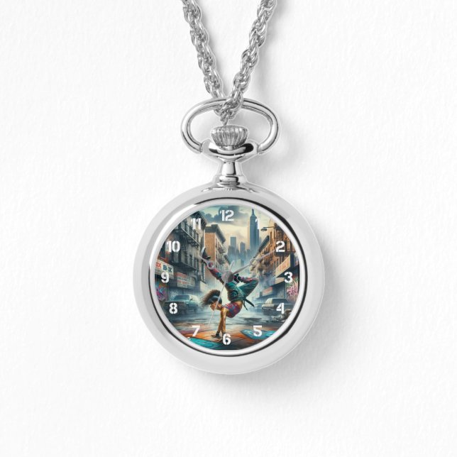 Breakdancer Women in action New York silhouette Armbandsur (Framsida)